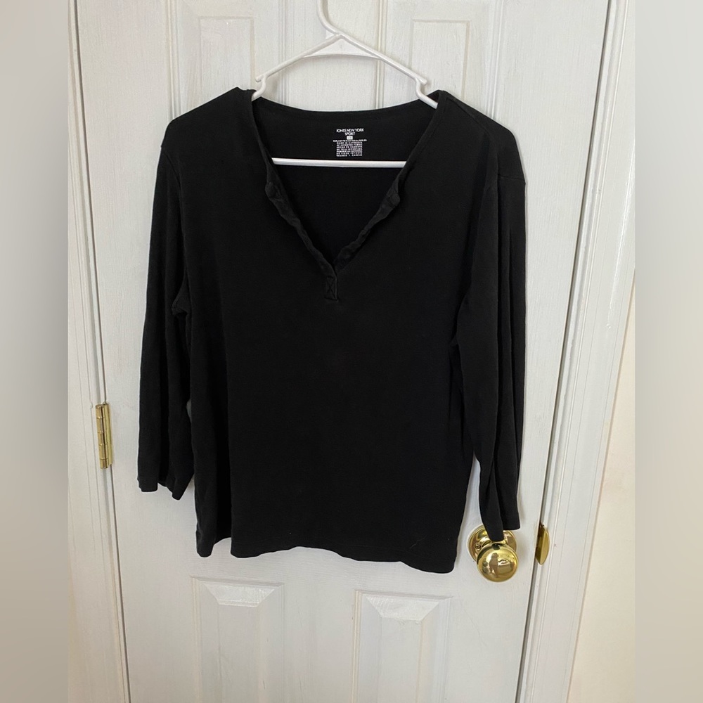 Jones New York Sport Long Sleeve Black Tee
